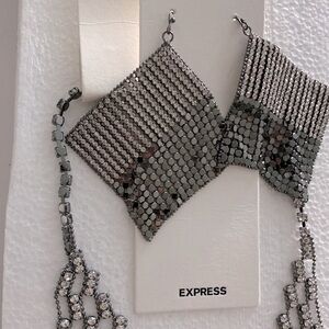 Crystal Mesh Glitz Earrings & Necklace Set NWT